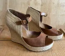 Matisse Platform Jute Wedge Brown Sandals Espadrille Natural Braided Sz 9
