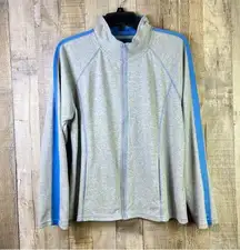 SJB Active St. John Bay Large Gray & Blue Zippered Front Long Sleeve Jac…