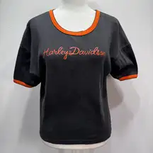 Vintage Century Harley Davidson Medina Ohio Ringer Tee Y2K 2001 Biker Motorcycle