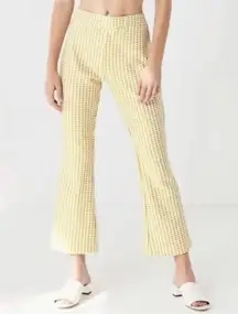 Urban Outfitters Yellow White Gingham Plaid Flare Pants Size Small