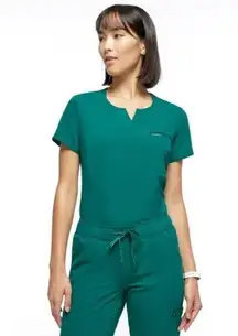 JAANUU 1-Pocket Tuck-in Hunter Green Scrub Top Size Small