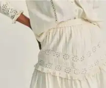 New LoveShackFancy Ivory Ruffle Lace Mini Skirt