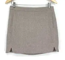 J. Crew Preppy Career Shirttail Wool Blend Mini Skirt In Stone Size 2