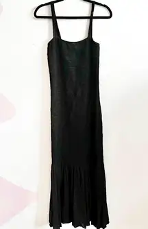 MLM Black Smocked Body Dress Boho‎ Cottagecore Prairie Minimalist Medium