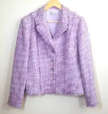 Lillie Rubin Vintage Tweed Bouclé Blazer Jacket Women's 14 Lavender Wool