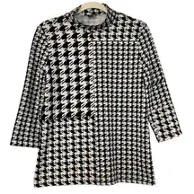 Tribal Women’s Houndstooth Mock Turtleneck 3/4 Sleeve Medium