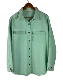 Peach Love Women's Large Oversized Shirt Jacket Button‎ Down Mint Green Shacket