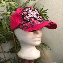Y2K Gothic Pink Cyber Punk studded rhinestone bedazzled large cross distressed cap hat #grunge #punk #skater #whimsygoth 100% Cotton Adjustable