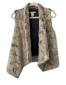 WD.NY Faux Fur Open Front Asymmetrical Layering Vest Size Women's Small