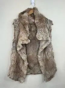 Calypso St. Barth Women M Brown Rabbit Fur Vest Open-Front Luxury