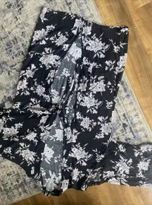 Spiritual‎ Gangster Black Open Kimono Robe Floral Tie Front One Size Floral swim