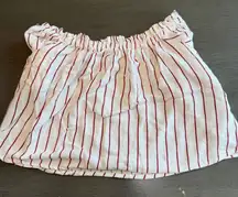 Bershka Striped Mini Skirt White Red Viscose Size Small‎ Summer Casual
