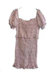 Sweet Rain Pink Floral Smocked Puff Sleeve Dress Size XL