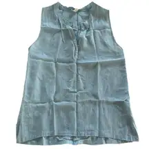 L'Agence Tank Top Womens 0 X Small Blue Studded Split V Neck Silk