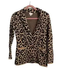 J. Crew XXS animal print sweater jacket womens VNC Leopard cardigan soft