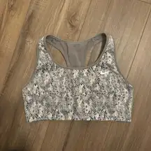 gray print dri fit sports bra