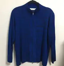 Missok Women Blue Long Sleeve Crewneck Zip Up Sweater Cardigan Jacket Size XL