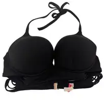 Victoria’s Secret Black The Bombshell Halter Strappy Bikini Top Size 36C