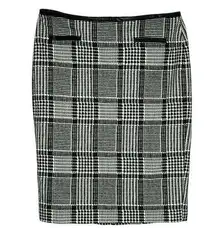 Talbots Skirt Women 6 Black White Plaid Pencil Straight Neutral Preppy Corpcore