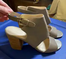 Cole Haan Kathlyn Bootie II W05352 Open Toe‎ Block Heels 10.5 Grey