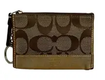 COACH Brown Signature Canvas Coin purse with Keychain