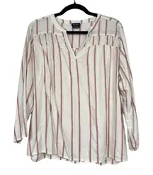 Splendid Linen White Pink Striped Blouse Women’s XL Beachy Breathable Casual Top