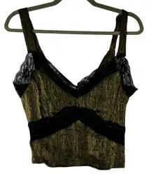 Nasty Gal Collection Gold Black Lace Crop Tank Top Sz 8