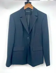 Valerie Stevens size 10 black blazer with leather‎ strap in the back
