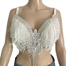 Custom made angel feathered/embellished costume bra