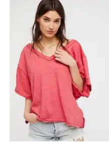 We The Free Oversized Boxy Deep V Neck Short Sleeve Relaxed T Shirt