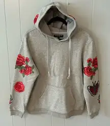 Central Park West Grey Embroidered Hoodie Size Medium