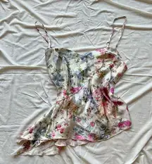 Rita Ora xx  satin finish floral slip asymmetrical  cami