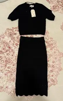 Willow & Wind 2 Piece Matching Black Sweater & Midi Length Skirt Set XSmall NWT