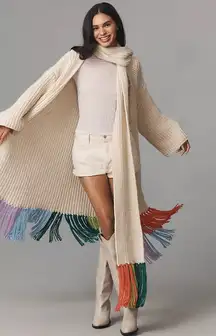 Anthropologie Colorful Fringe Scarf — NWT