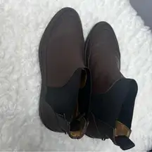 Jack Erwin Brown Rubberized Calf Leather Ankle Chelsea Boots .