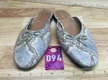 Madewell Adelle Flat Womens 9 Feather Blue Snakeskin Leather Slip-On Ballet Mule