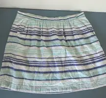 Gap womens striped mini skirt size XL linen blend lined pockets pull on