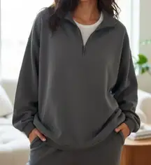 3X NWT SKIMS boyfriend half zip in Zircon Blue slouchy fleece new SOLD OUT