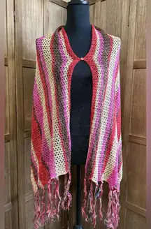 NWT Colorful Striped Crochet Shawl