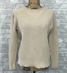 J.Crew 100% Cotton Knit Rollneck Pullover Sweater in Light Khaki