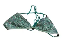 Victoria’s Secret turquoise and‎ silver Embellished Teal Bikini Top