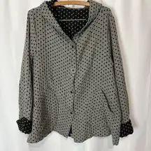 Habitat Jacket Women Gray Black Square Swing Pockets Lagenlook Art To Wear L