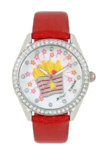 BETSEY JOHNSON "GOLDEN FRIES" RED STRAP WATCH NWT