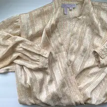 Vintage 80s Laura and Jayne silky cheetah button waist blouse, size 10