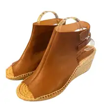 Bettye Mueller Download tan leather espadrille wedges size 40/9