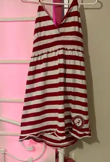 Striped Backless Dress - Red and White