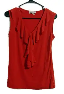 Harve Benard Red Ruffled Sleeveless‎ Blouse