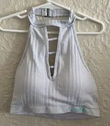Gilly Hicks Hollister High Neck Ribbed Ivory Silver Sparkle Bralette NWT XS/S