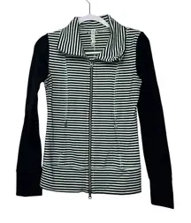 Lululemon Women's Size 4 Daily Yoga Jacket‎ Striped Full-Zip Athletic Mint Black