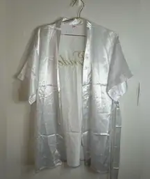Unbranded White Satin “Bride” Robe with Gold Embroidery - Size Large